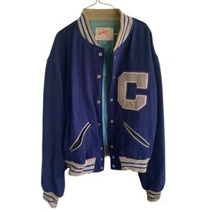Vintage 50s Letterman Varsity Bomber Jacket Hatchers Wool High School Basketball